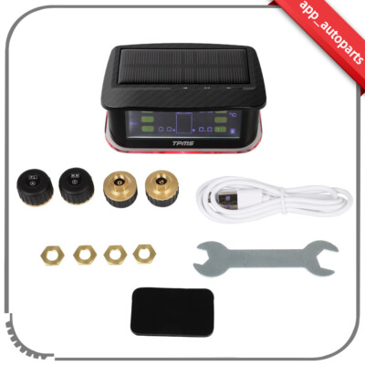 Tire Pressure TPMS Monitoring System Black Security Alarm 4 External Sensor