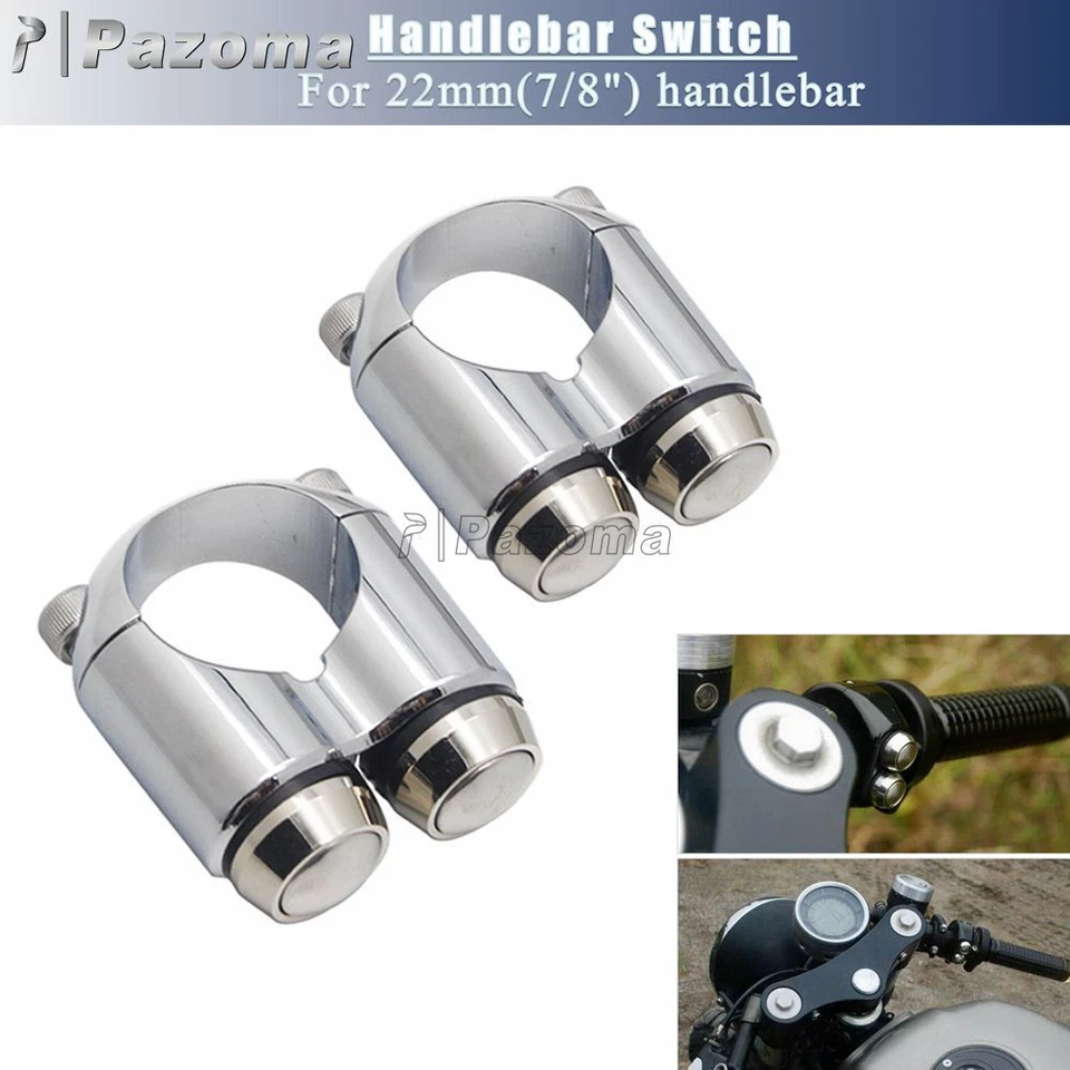 For Harley-Davidson 7/8" Handlebar 2-Button Custom Switch Chrome Gear Housing - Image 3 of 4
