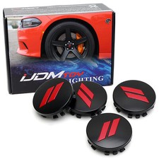 4pc Set 63mm Red Slash Wheel Center Caps For Dodge Charger Challenger Durango
