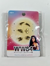 Wonder Woman Logo Earrings Set WW84 DC New on Card 1984 Gold Tone NEW