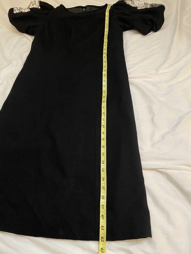 Vintage The Gilbert’s By Tally NY Black Sequin Puff Sleeve Dress Sz 10 - Picture 8 of 9