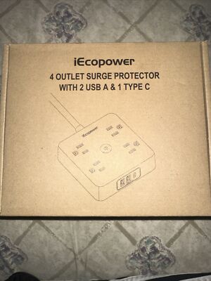 Iecopower 4 outlet surge protector with 2 USB A and 1 Type C