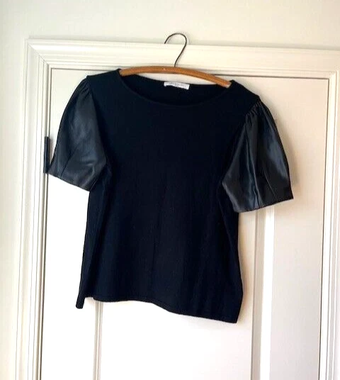 Siani Milano короткий искусственной кожи Puff рукав вязаный Топ женский размер M/L - Изображение 4 из 4