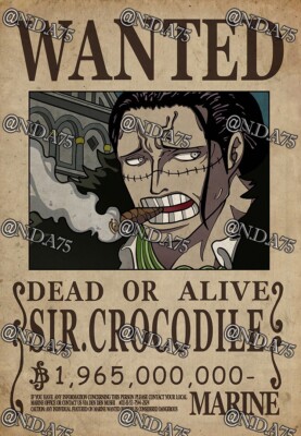 One Piece Wanted Poster - CROCODILE **BUY 2 GET 1 FREE! see
