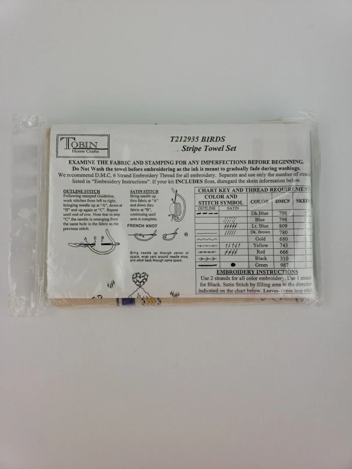 Tobin Kitchen Towels DIY Embroidery Stitch Set Cute Bird Pattern Set of 2 - Image 4 of 4