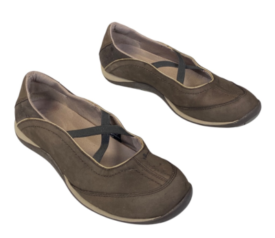 L.L. Bean Womens Criss Cross Mary Jane Shoes Brown Comfort Slip Ons 8 M |  eBay
