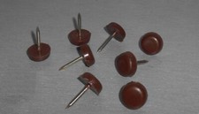 Lot de 8 Patin Glisseur Plastique à clouer Marron - Diamètre 14mm