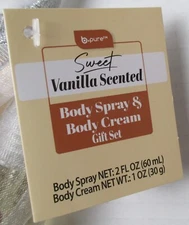 New B-Pure Sweet Vanilla Scented Body Spray 2 fl oz & Body Cream 1 oz Gift Set