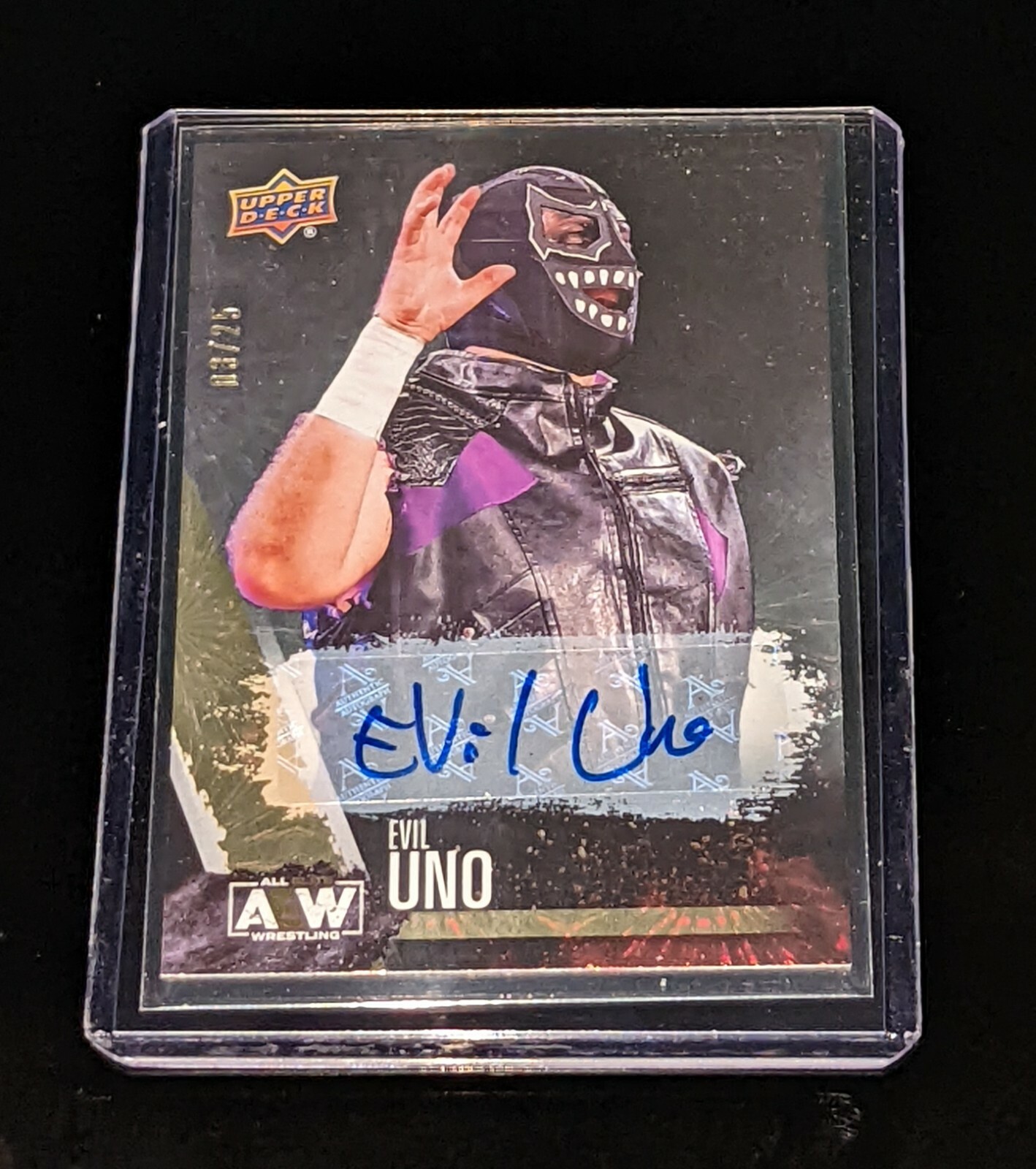 2021 Upper Deck AEW Evil Uno Autograph Pyro 03/25  Mint/Near Mint