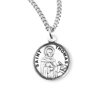 St Saint Thomas Aquinas 7/8" (22mm) Sterling Silver Round Medal + 20 ...