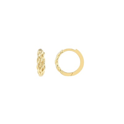 1/2 Zoll glänzender Korb gewebt Ohrringe echt 14K Gelbgold
