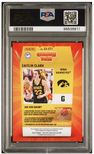 2024 PANINI CAITLIN CLARK COLLECTION CRUNCH TIME #SSCT1 ROOKIE PSA 6 - Picture 2 of 3
