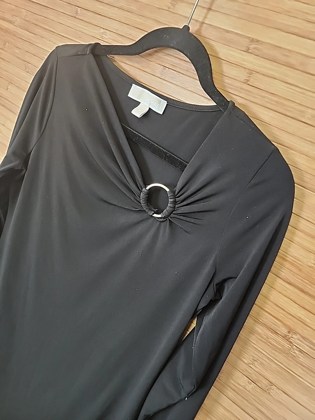 Abito donna Michael Kors nero manica lunga elasticizzato tubino taglia media M