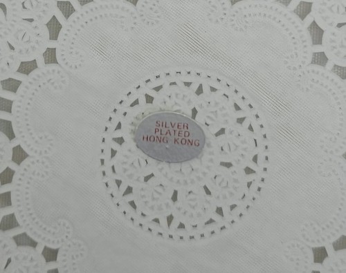 Silver Plated Glass Round 6.5" Ornate Platter - Made In Hong Kong - Used - x6 - Picture 9 of 9