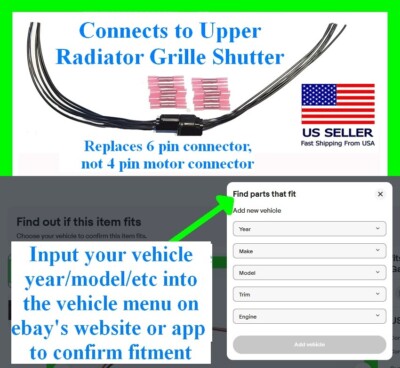fit 14-19 Silverado 15-22 Colorado Radiator Active Grille Shutter Connector Plug