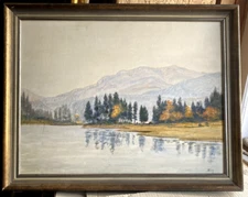 Oil Painting Landscape Spitzingsee Munich Upper Bavaria Alps Autumn 1971 Schmidt