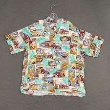 Vintage Reyn Spooner Shirt Mens XL Ford Woody Cars Hawaiian Dad Casual Aloha