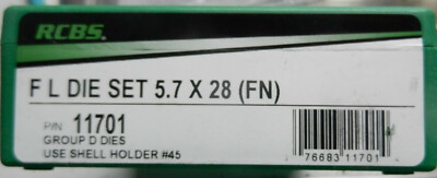 RCBS Full Length Die Set;  NIB;  Group D;  Bottleneck;  5.7x28 (FN);  11701