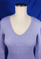 Saks Fifth Ave Sweater 100% Cashmere Blue - Purple Ribbed Women's Size XS