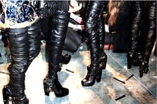 Runway❤️ 41/11 Kirkwood X Rodarte Black Leather Over Knee Thigh High Heel Boots