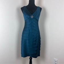 Jones New York Dress Womens Four Green Whimsigoth Beaded Satin Holiday Party