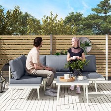 Salotto da Giardino Divano Angolare Relax Tavolino Grigio VivaGarden