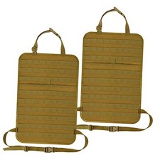 2 Pack Car Seat Back Organizer, Tactical Molle Panel Sag Proof Vehicle Khaki