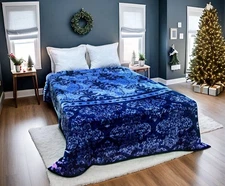 New Super Soft 1 Ply Mink Style Embossed King Size Rachel Cozy Blanket 83x95Inch