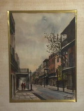 NESTOR H. FRUGE, LISTED SIGNED NEW ORLEANS FRENCH QUARTER MID CENTURY MODERN W/C