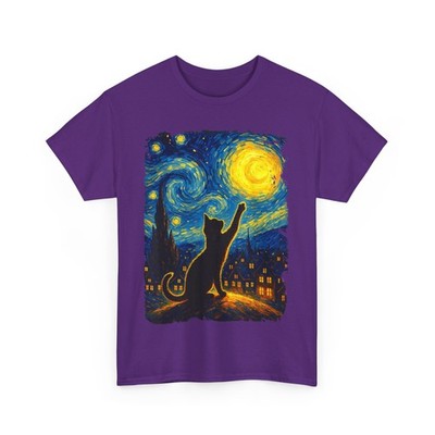 Black Cat Starry Night Van Gogh Cat, Cat Mom, Cat Dad T-Shirt