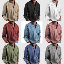 Mens New Casual Shirt Long Sleeve Collared Button Down Smart Top Slim Fit UK