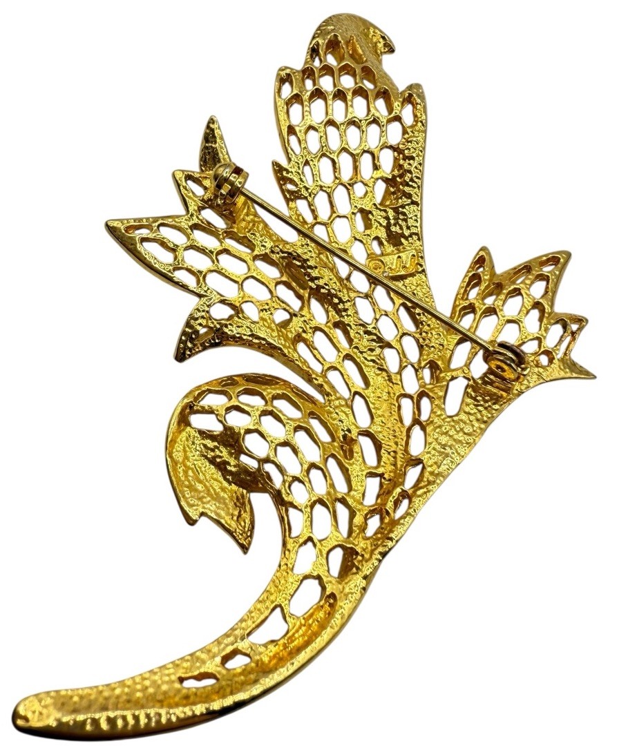 Vintage Large Perforated Leaf Statement Autumn Br… - image 6