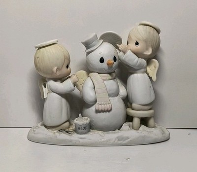 Precious Moments 1985  Halo, And Merry Christmas  #12351 Angels Making a Snowman