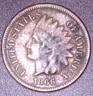 1866 INDIAN HEAD CENT 1C , HARD DATE
