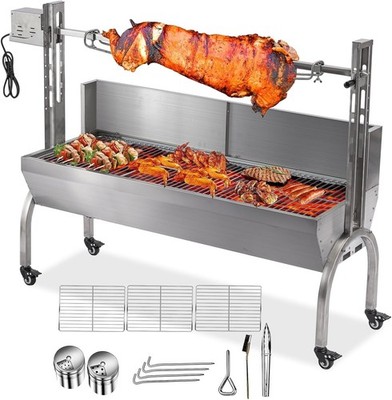 25W Stainless Steel Pig Roaster Rotisserie Grill,46.7-inch rated 176-pound hog