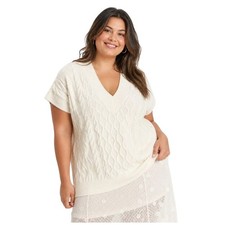 Universal Thread Women's Cream Cable Knit V Neck Sweater Vest Size XXL