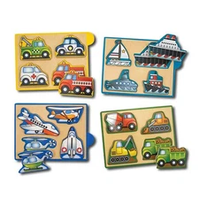 Melissa & Doug Vehicles Wooden Mini-Puzzle Pack 4 Separate Puzzles 4791