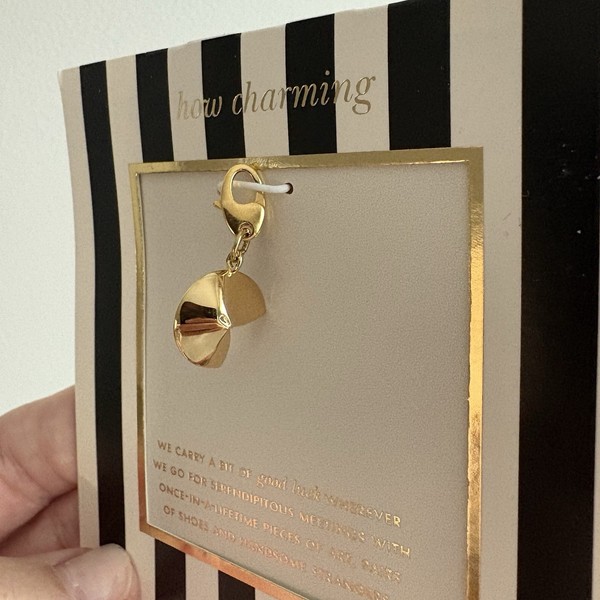 Alternate view of New Kate Spade Fortune Cookie Charm 12k Gold Plated Good Luck Rare