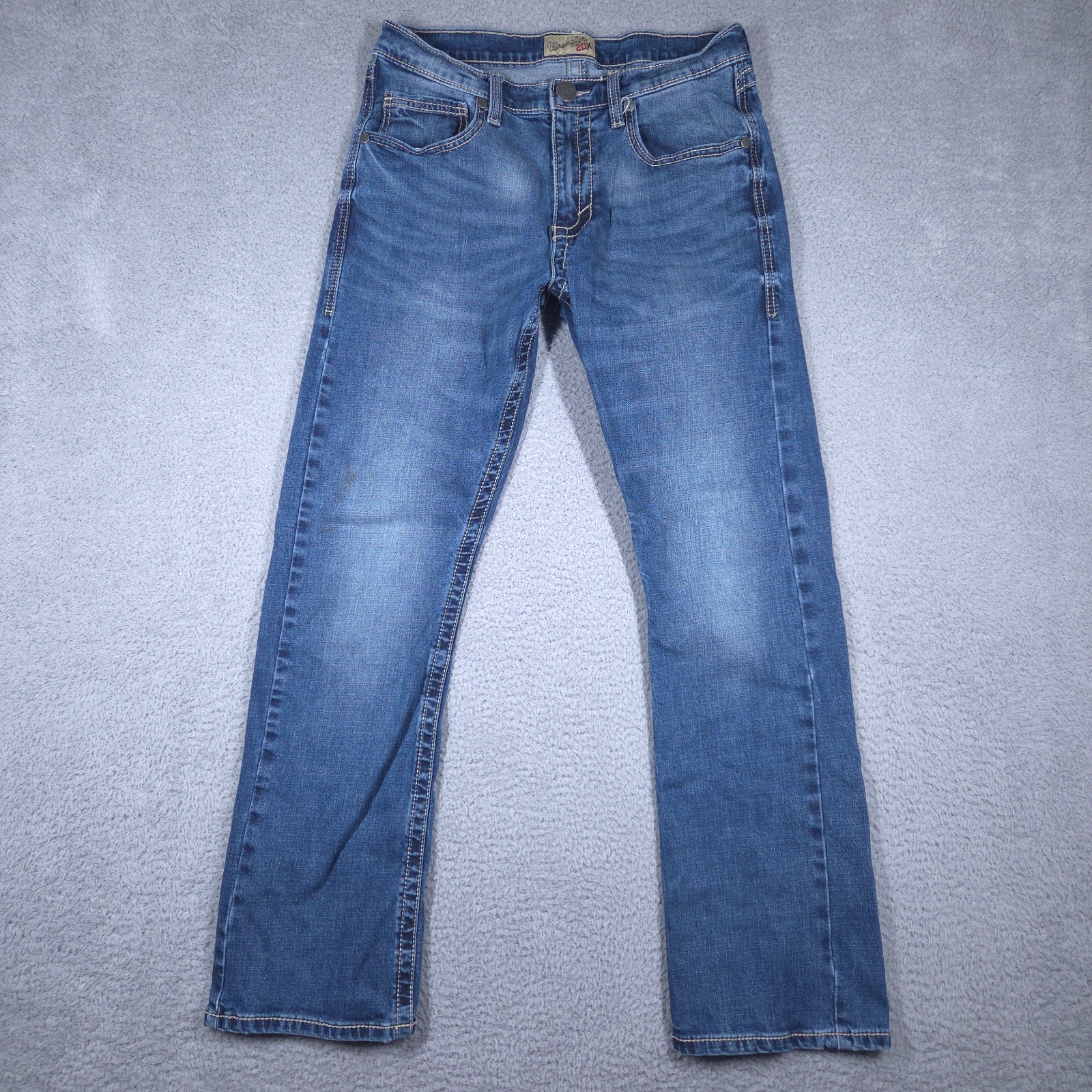 Men's 32x32 Blue Vintage Boot Cut Thick Stitch Denim