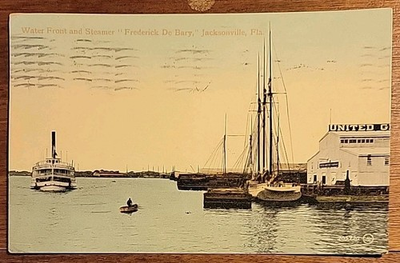 #ad Water Front amp; Steamer quot;Frederick De Barryquot; JacksonvilleFla 1907 1915 Postcard $6.99