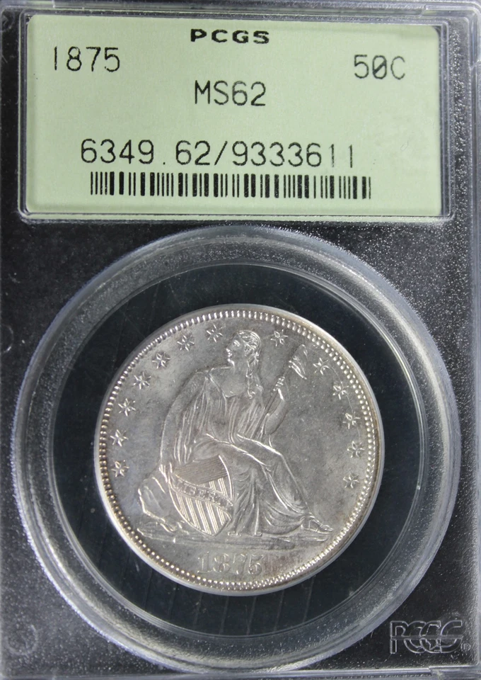 1875 MS62 Seated Liberty Half Dollar, PCGS 9333611 - Image 3 of 4
