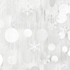 Silver Snowflake-Snow White-Christmas Party-Decorations Garland - 4pcs Winter...