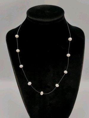 EFFY 14K Yellow Gold Pearl Station Necklace 18in 4.6g
