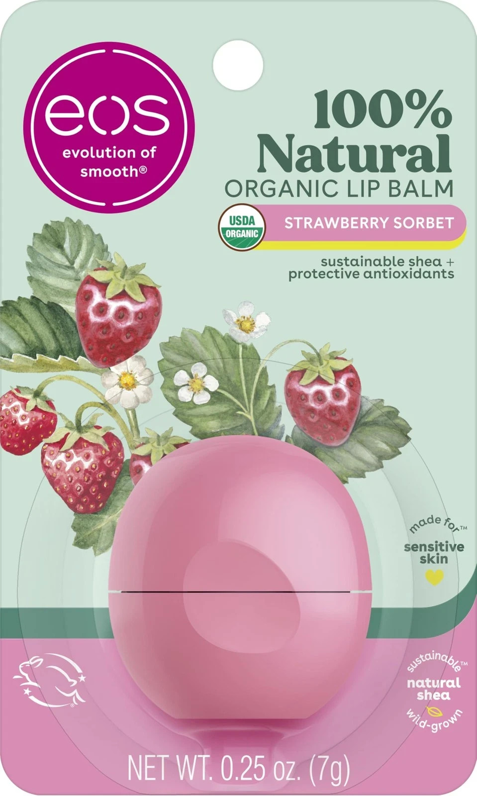 EOS Smooth Sphere Lip Balm, 0.25 Ounce, Strawberry Sorbet - Fast & Frere UK P&P