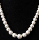 Vintage Graduated Silver Tone Bead Necklace Costume Jewelry Statement Piece 24"