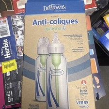Dr. Brown's Natural Flow Anti-Colic Options Narrow Glass Baby Bottle 2 Pack 8oz
