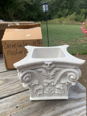 Vintage NOS Plaster Chalkware Planter White Carnevale 