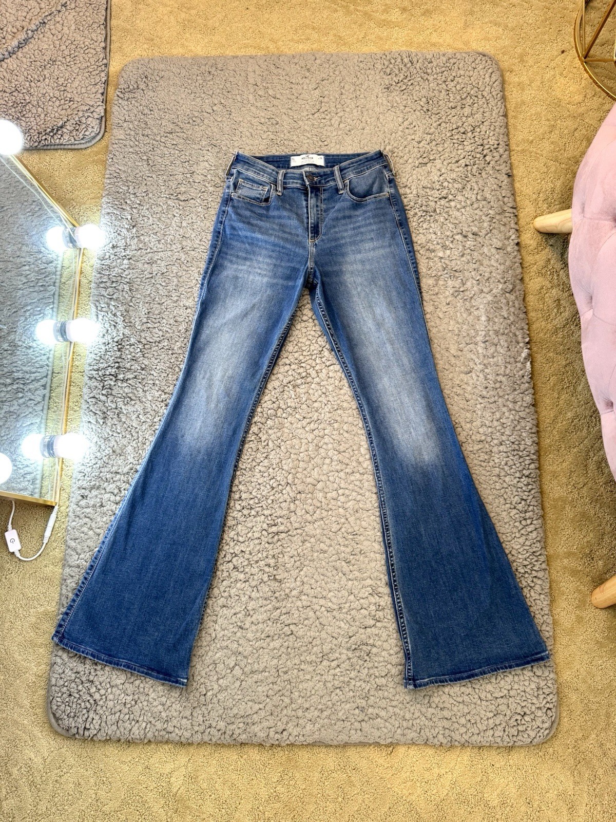 Hollister Curvy High Rise Flare Jeans Stretch 6L W28L 33 Inseam