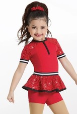Dance Pre-Owned Costume Weissman 12024 Intermediate Child Red Unitard Jazz