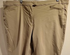 Women's Khaki Cropped Pants Size 26 Lane Bryant Flat Front Zip Fly Stretch